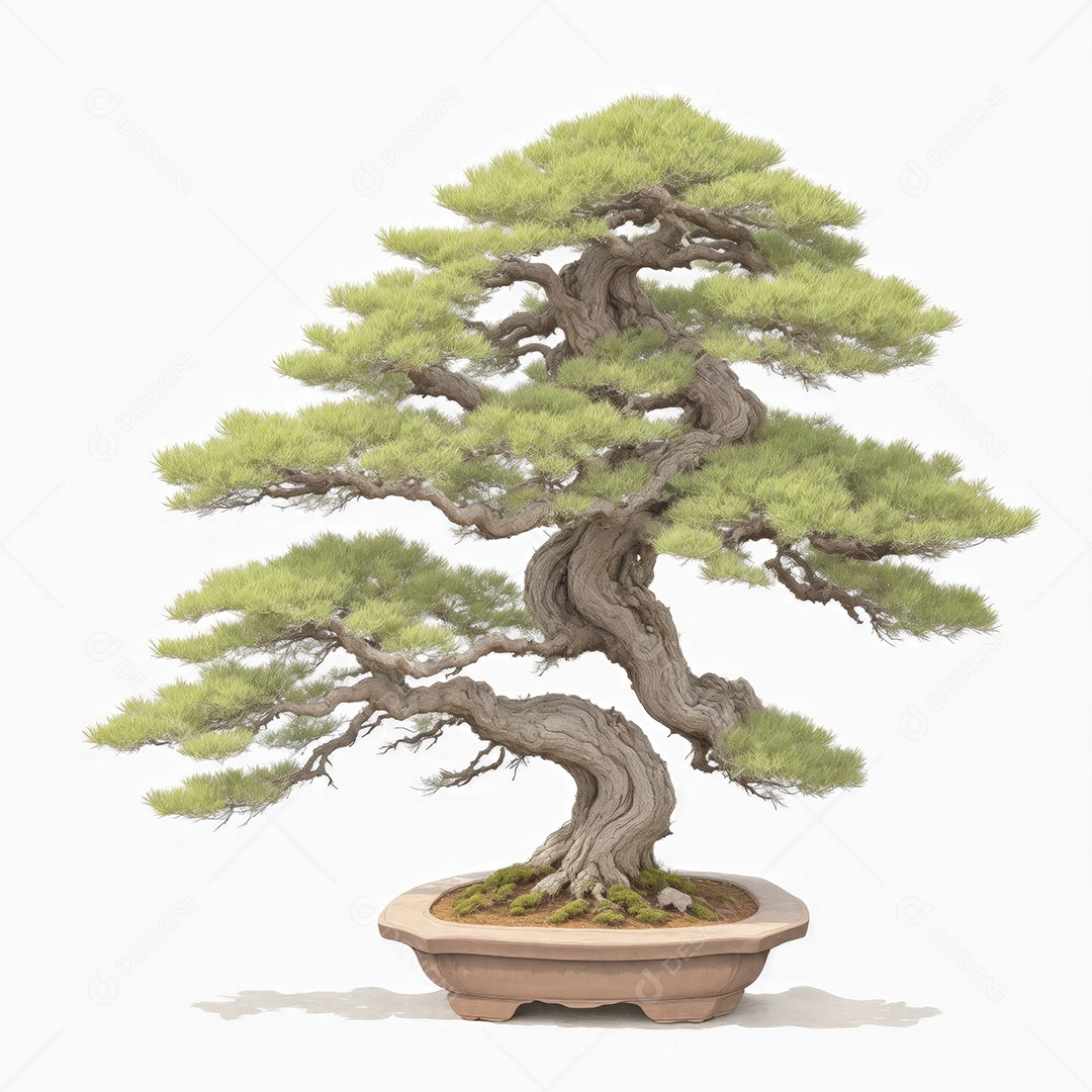 Ilustração de uma árvore bonsai no estilo aquarela