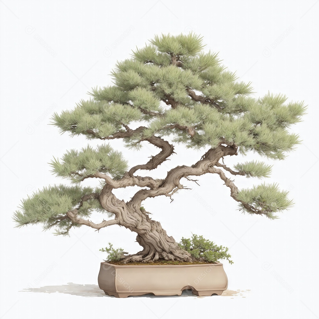 Ilustração de uma árvore bonsai no estilo aquarela