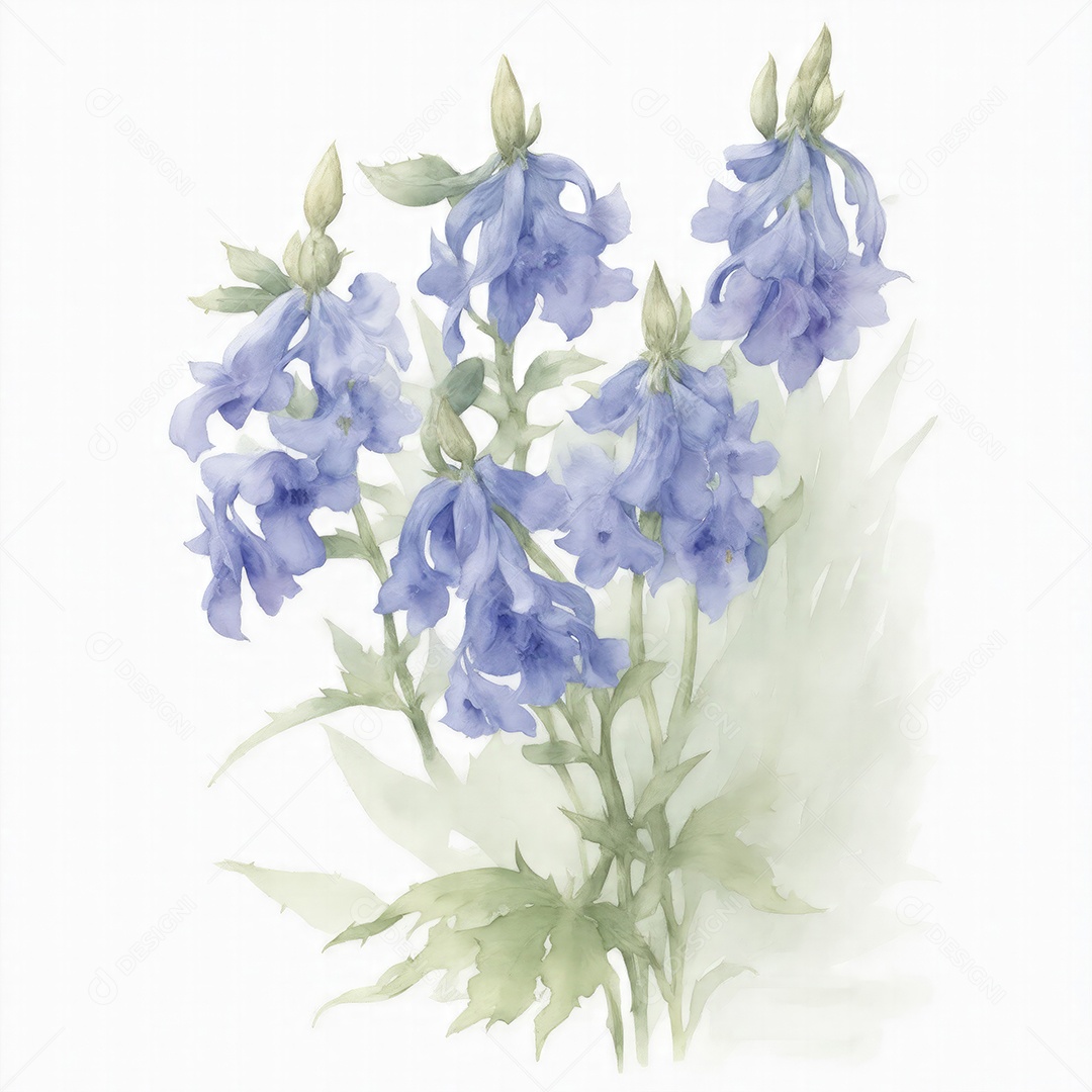 Ilustração de flores de campainha no estilo aquarela sobre fundo branco