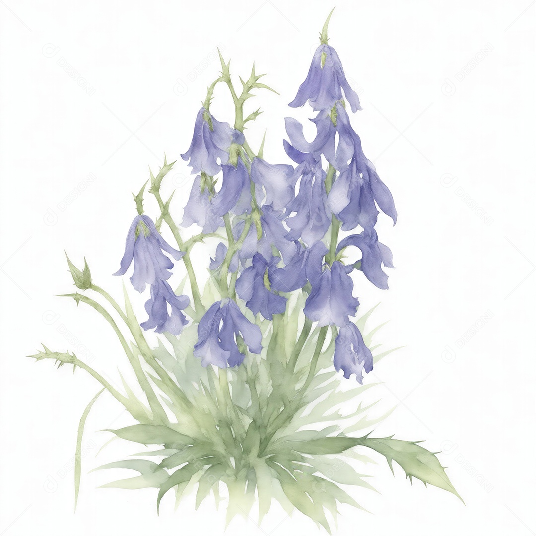 Ilustração de flores de campainha no estilo aquarela sobre fundo branco