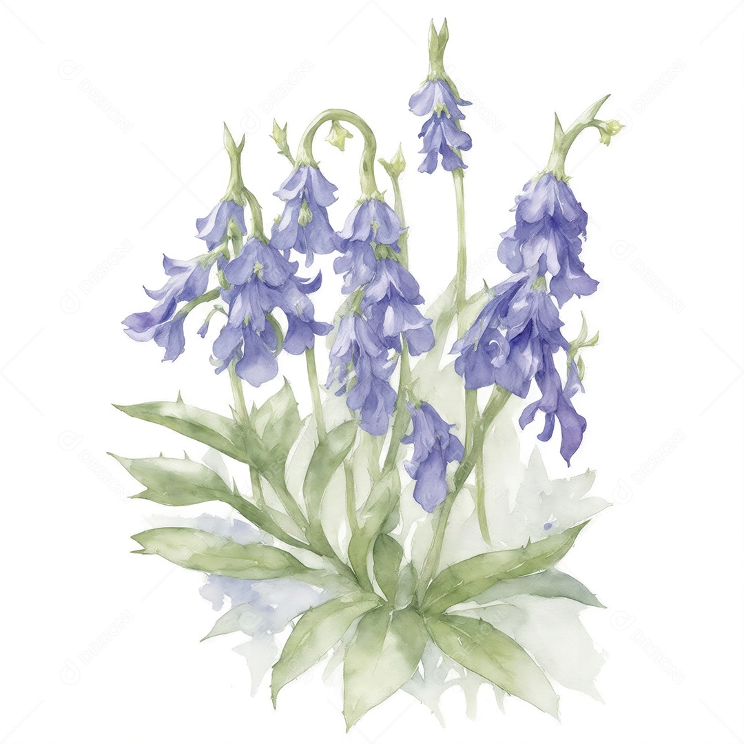 Ilustração de flores de campainha no estilo aquarela sobre fundo branco