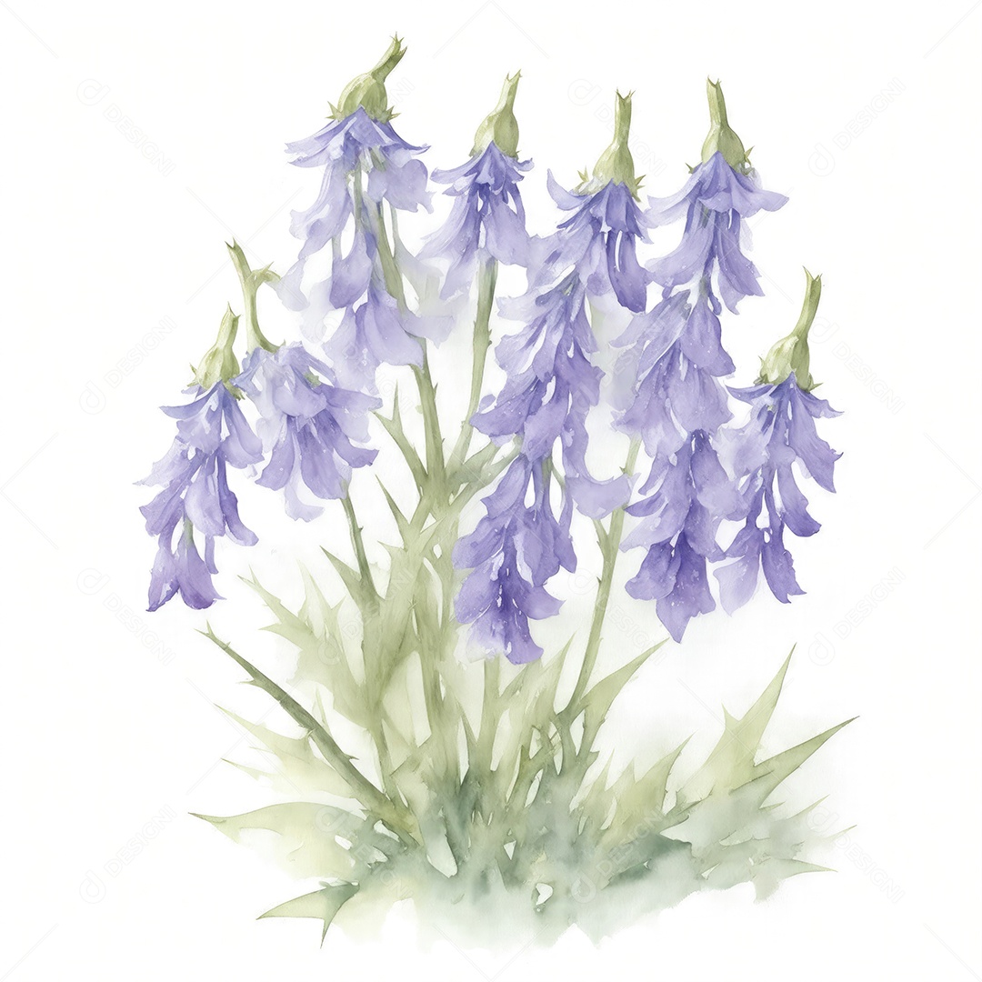 Ilustração de flores de campainha no estilo aquarela sobre fundo branco