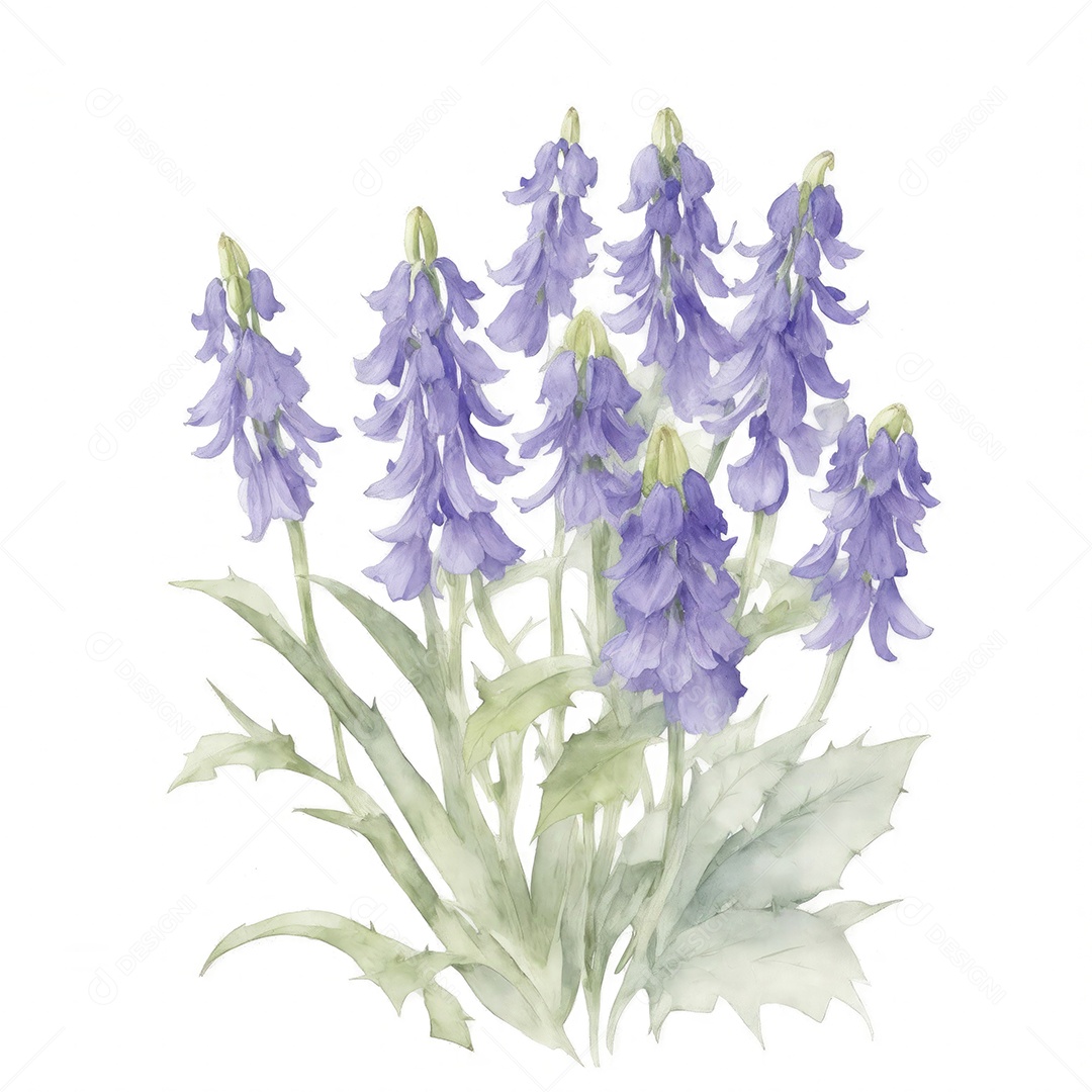 Ilustração de flores de campainha no estilo aquarela sobre fundo branco