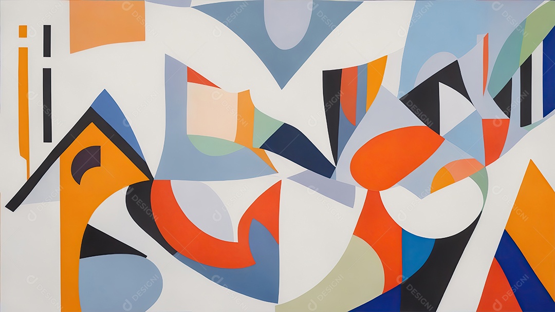 Pintura preenchida com um padrão único de formas e cores