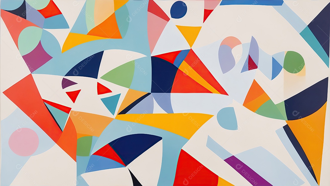 Pintura preenchida com um padrão único de formas e cores