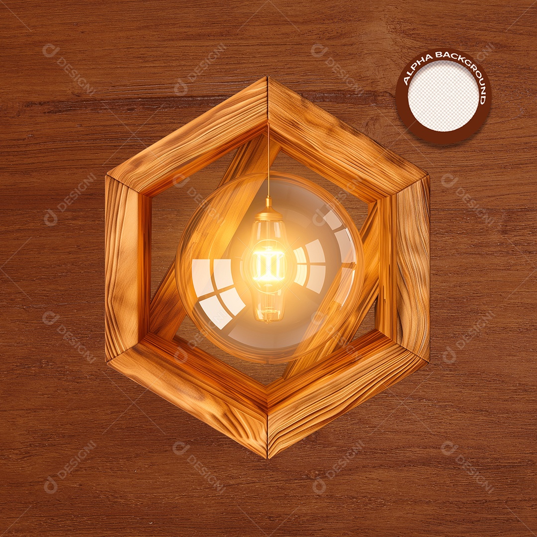 Placa de Madeira com Lâmpadas Elemento 3D para Composição PSD
