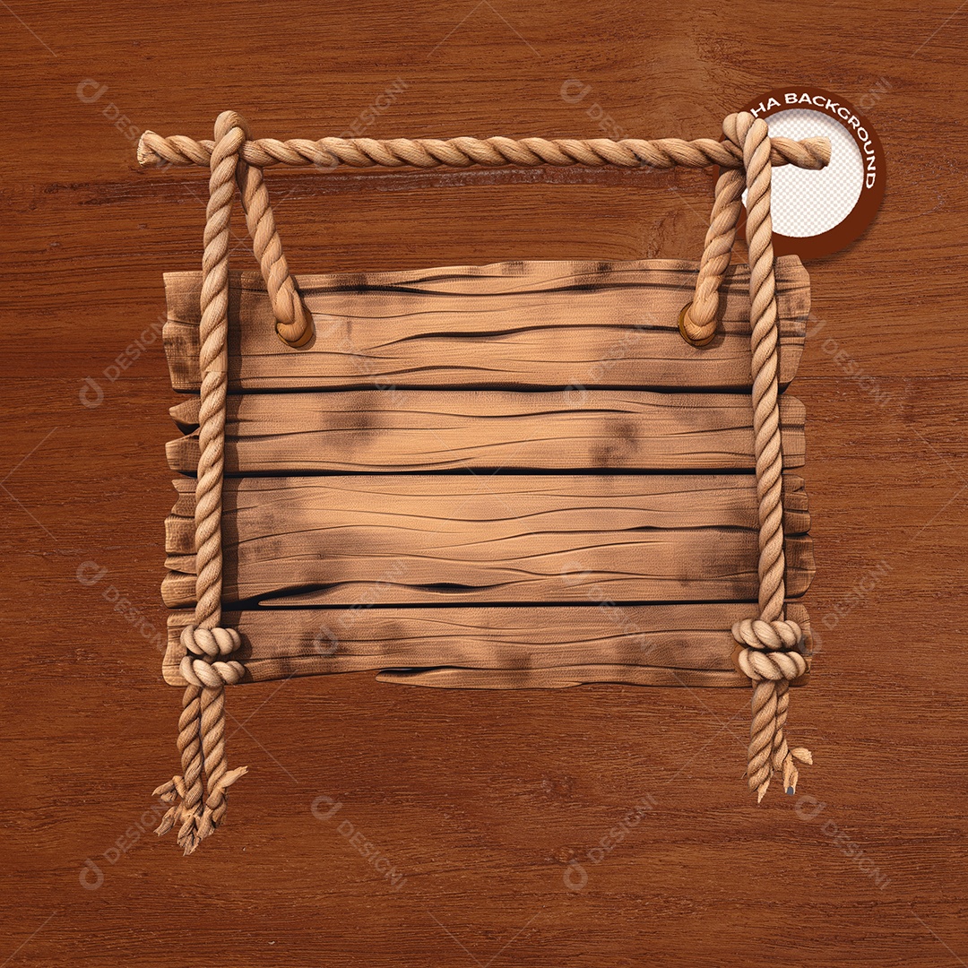 Placa de Madeira Elemento 3D para Composição PSD