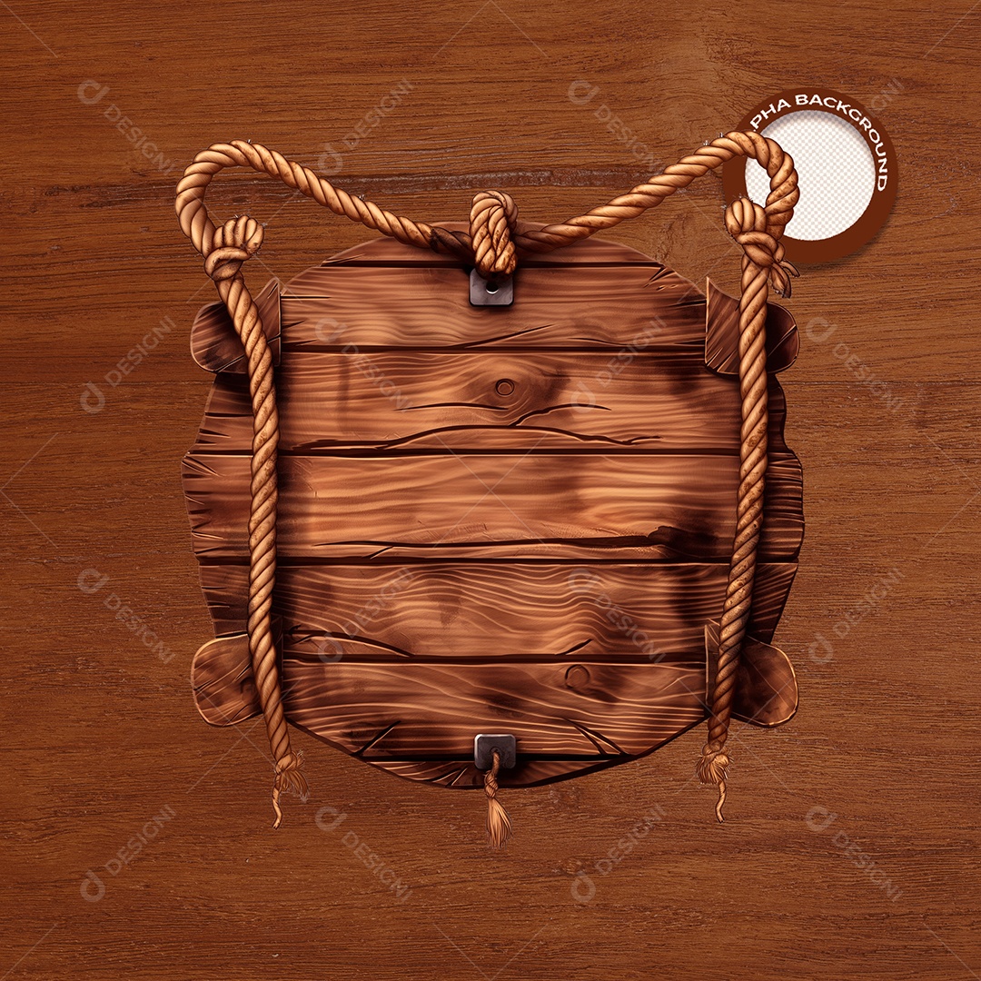 Placa de Madeira Elemento 3D para Composição PSD