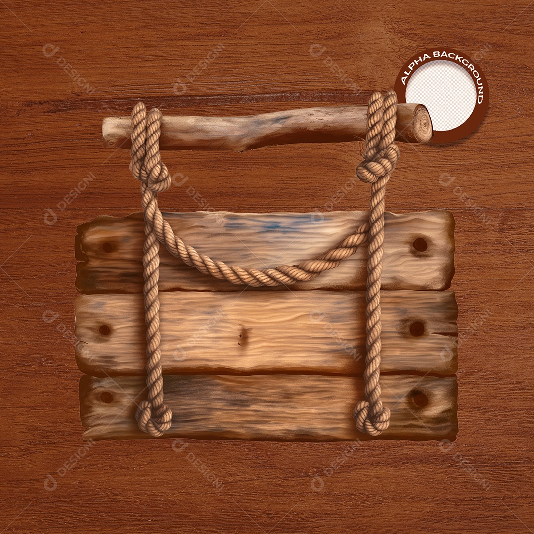 Placa de Madeira Elemento 3D para Composição PSD