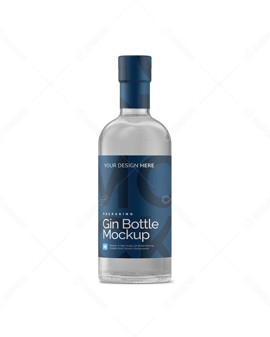 Garrafa De Vidro De Gin PSD Editável Mockup