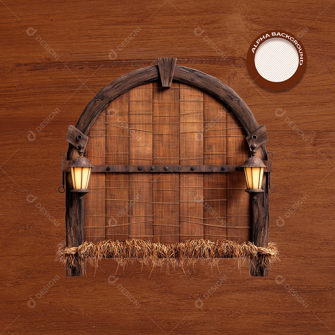 Placa de Madeira com Lâmpadas Elemento 3D para Composição PSD