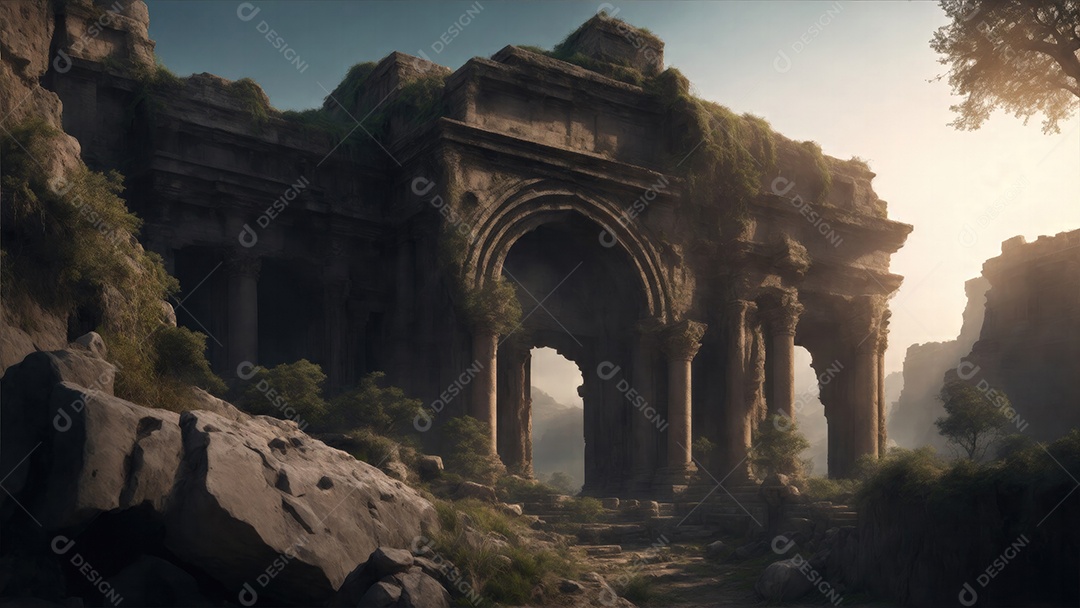 A arquitetura antiga arruinou a natureza e cobre um lugar famoso