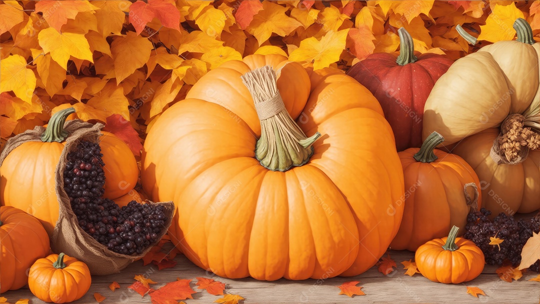 Colheita abundante de fundo de abóboras