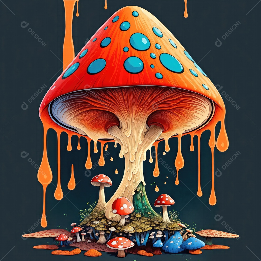 Design gráfico vetorial de gotejamento de cogumelo