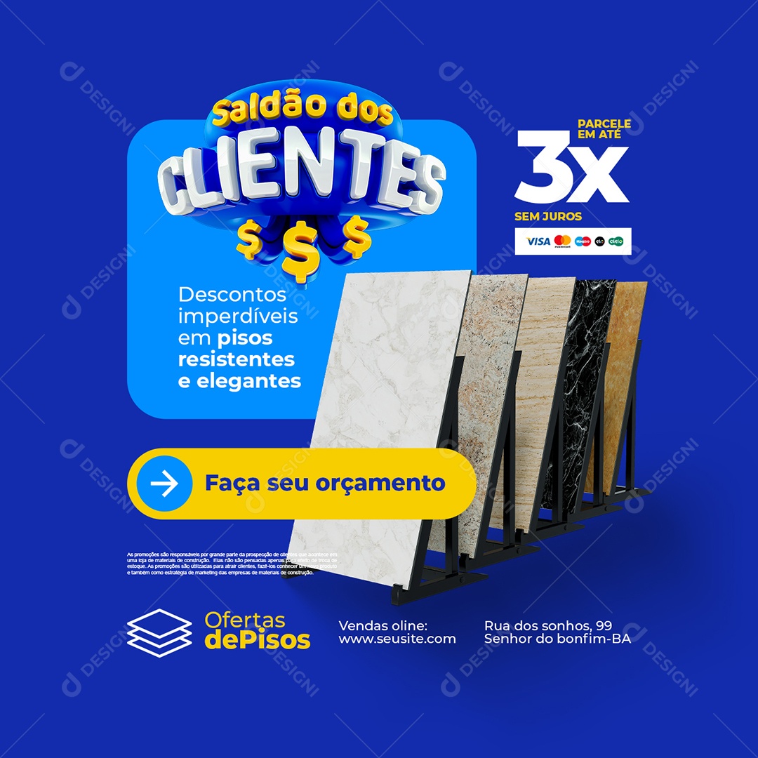 Saldão dos Clientes Construção Descontos Imperdíveis Social Media PSD Editável