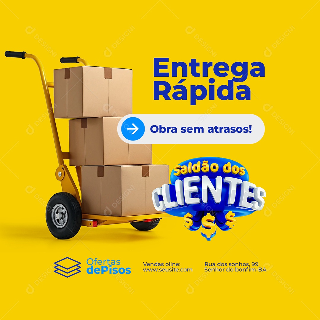 Saldão dos Clientes Construção Entrega Rápida Social Media PSD Editável