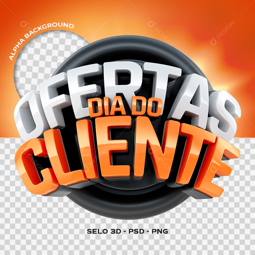 Ofertas Dia do Cliente Selo 3D para Composição PSD