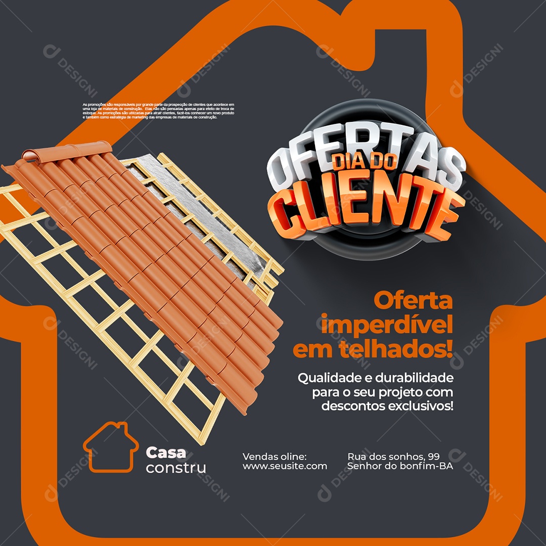 Ofertas Dia do Cliente Construção Oferta Imperdível Social Media PSD Editável