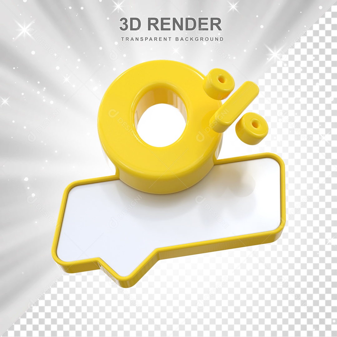 Desconto de 0% Elemento 3D Amarelo para Composição PSD