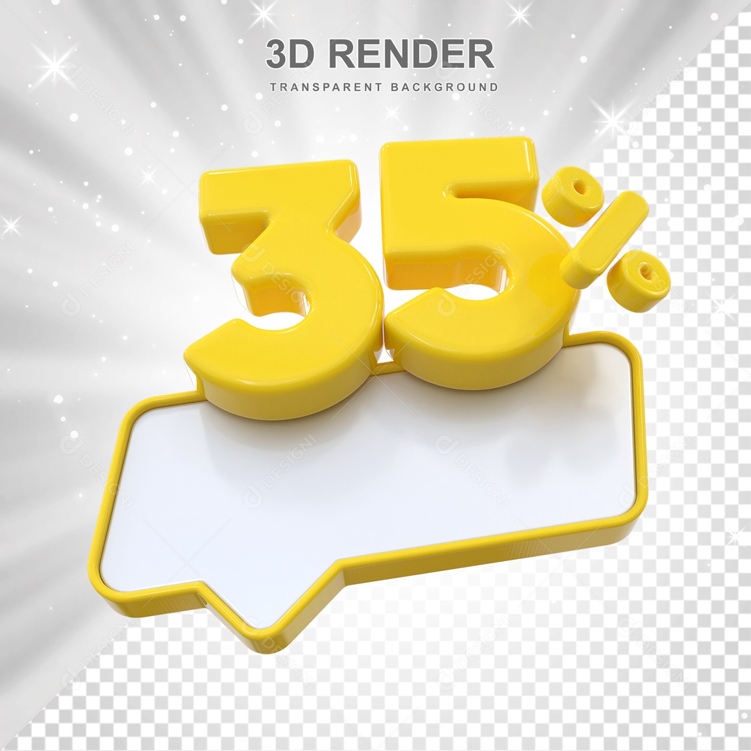 Desconto de 35% Elemento 3D Amarelo para Composição PSD