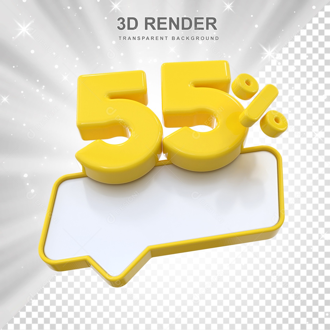 Desconto de 55% Elemento 3D Amarelo para Composição PSD