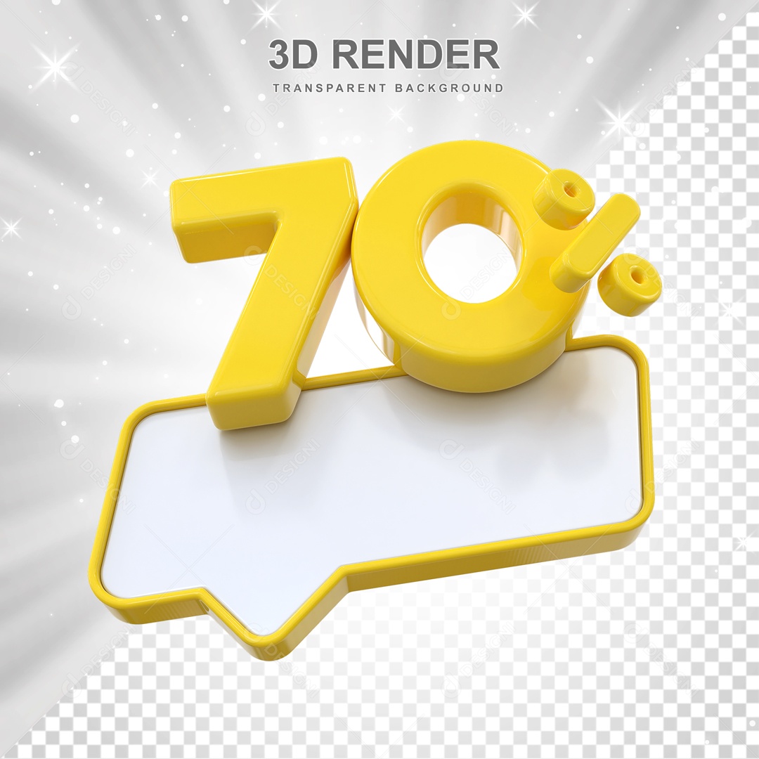 Desconto de 70% Elemento 3D Amarelo para Composição PSD