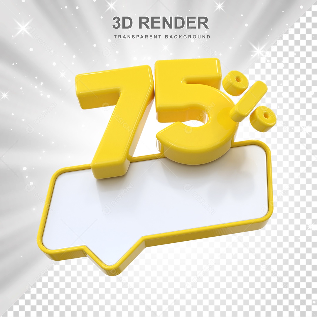 Desconto de 75% Elemento 3D Amarelo para Composição PSD