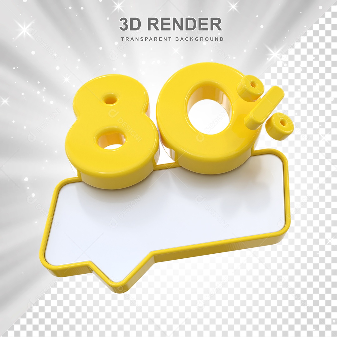 Desconto de 80% Elemento 3D Amarelo para Composição PSD