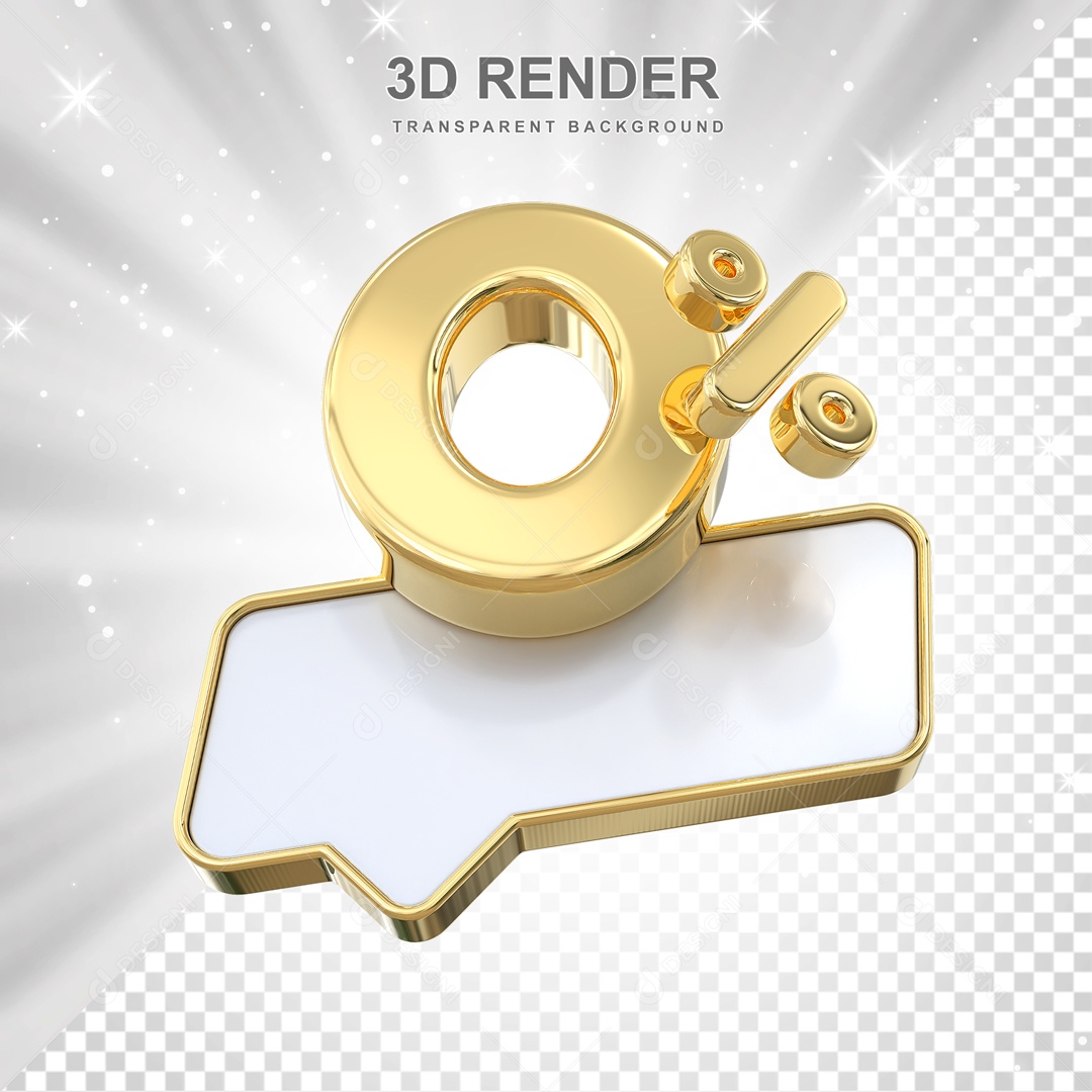 Desconto de 0% Elemento 3D Dourado para Composição PSD