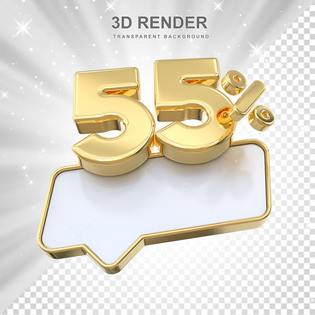 Desconto de 55% Elemento 3D Dourado para Composição PSD