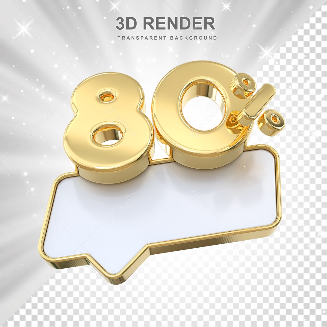 Desconto de 80% Elemento 3D Dourado para Composição PSD