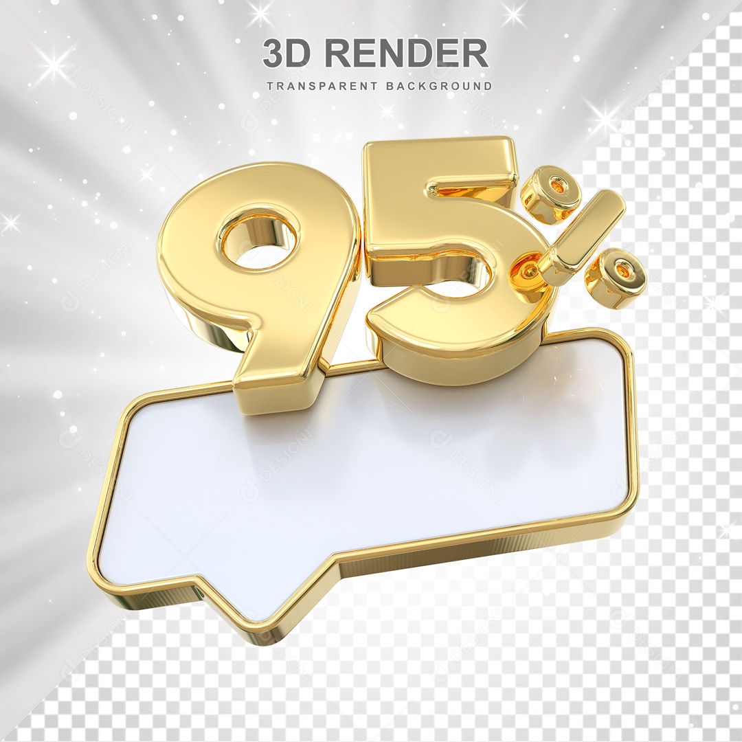 Desconto de 95% Elemento 3D Dourado para Composição PSD