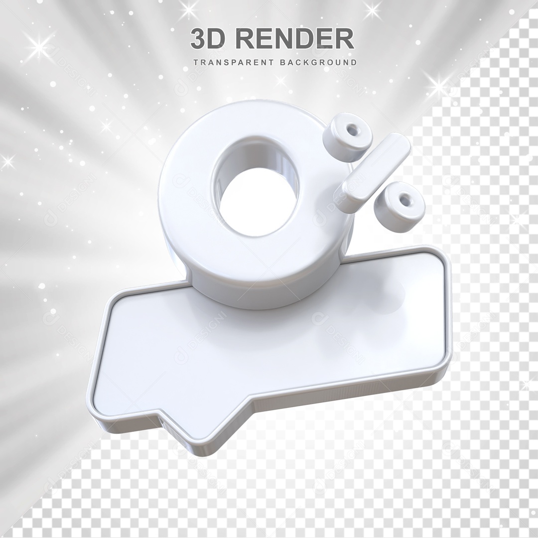 Desconto de 0% Elemento 3D Branco para Composição PSD