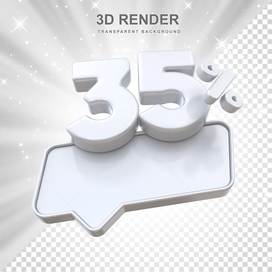 Desconto de 35% Elemento 3D Branco para Composição PSD