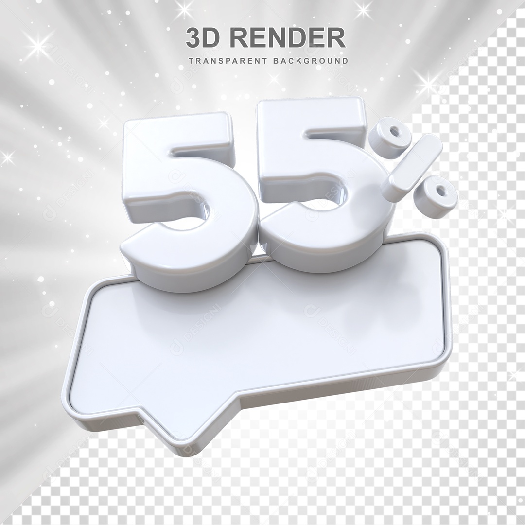 Desconto de 55% Elemento 3D Branco para Composição PSD