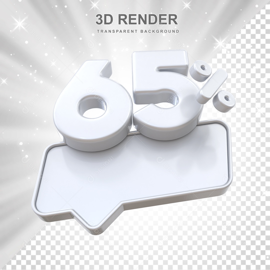 Desconto de 65% Elemento 3D Branco para Composição PSD