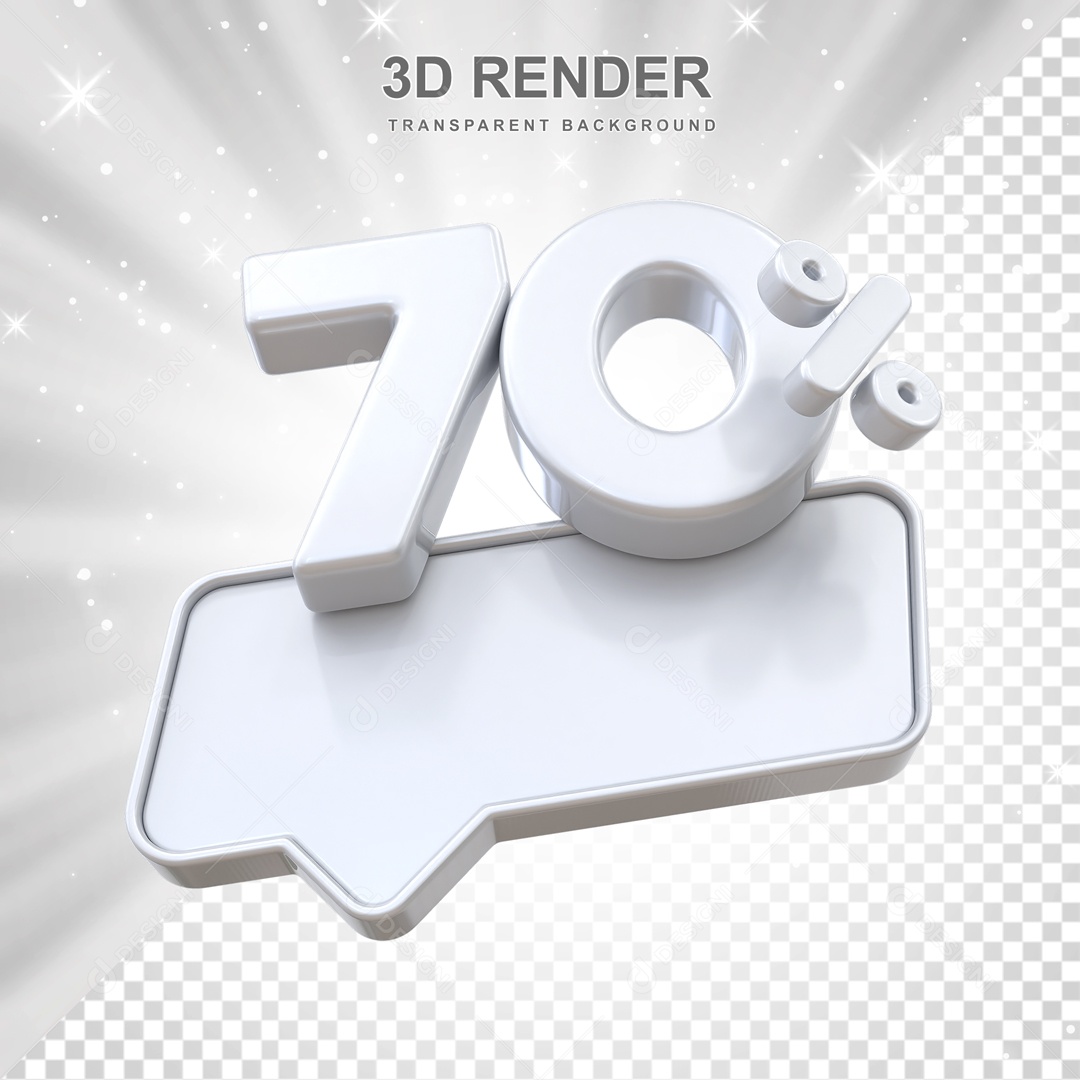 Desconto de 70% Elemento 3D Branco para Composição PSD