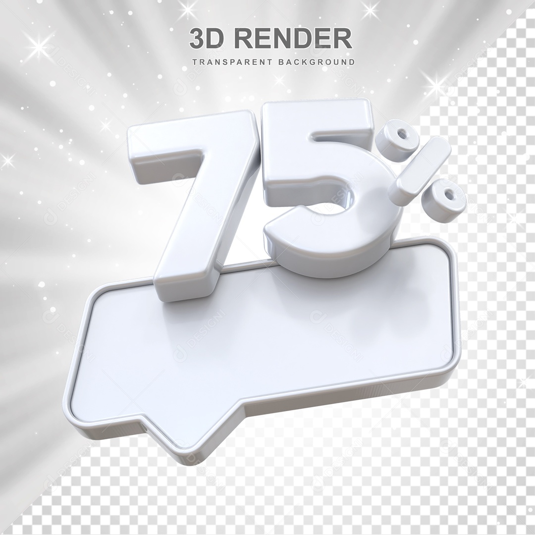 Desconto de 75% Elemento 3D Branco para Composição PSD