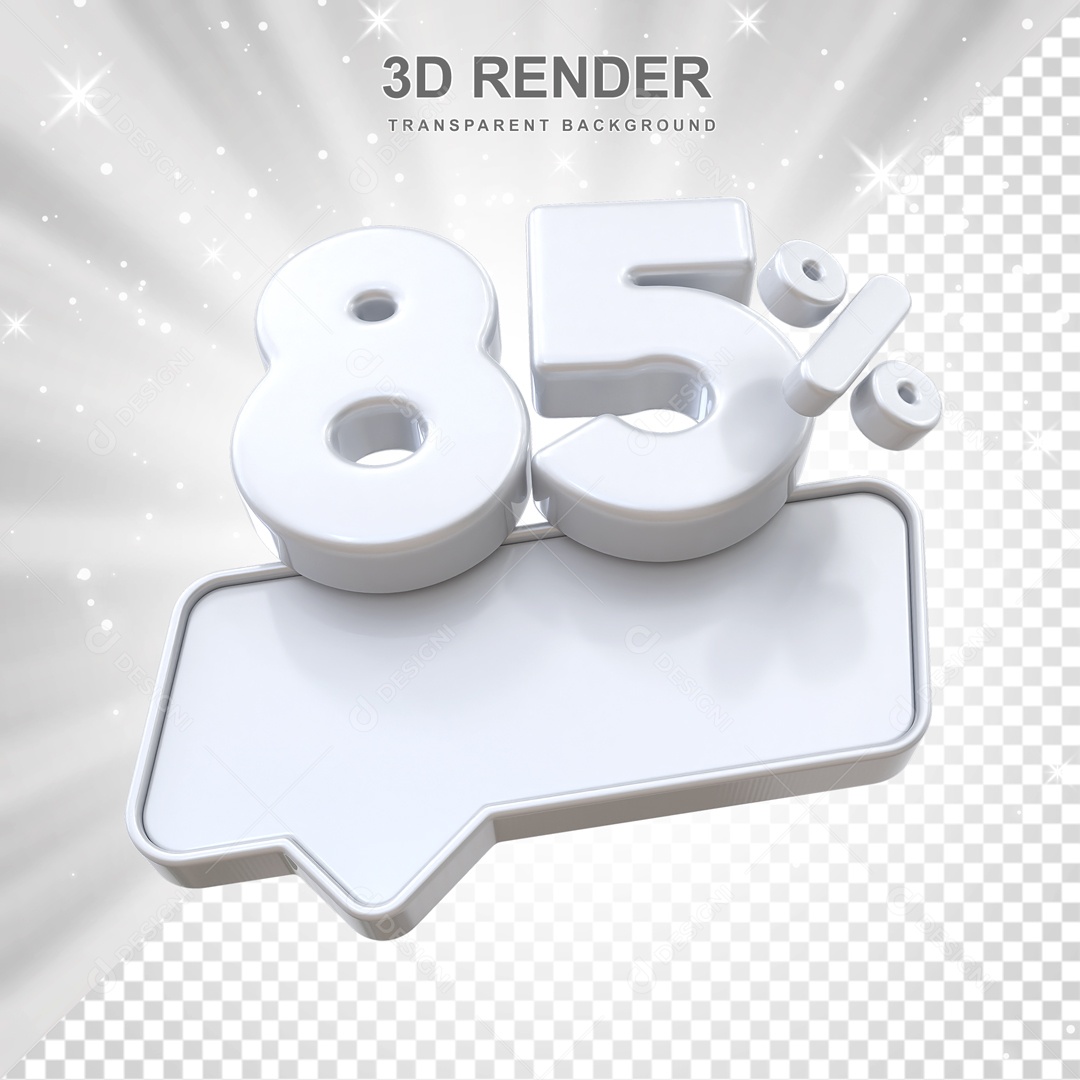 Desconto de 85% Elemento 3D Branco para Composição PSD