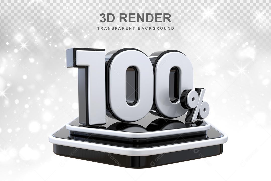 Desconto 100% Elemento 3D Preto e Branco para Composição PSD