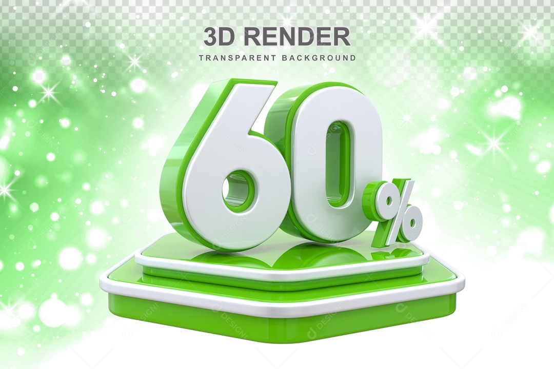 Desconto 60% Elemento 3D Verde Branco para Composição PSD