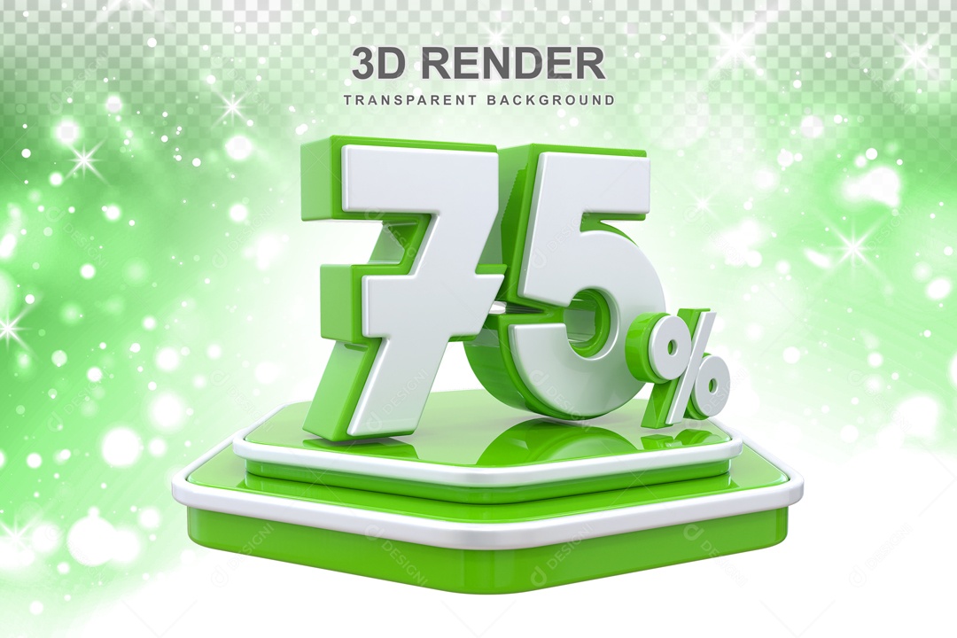 Desconto 75% Elemento 3D Verde Branco para Composição PSD