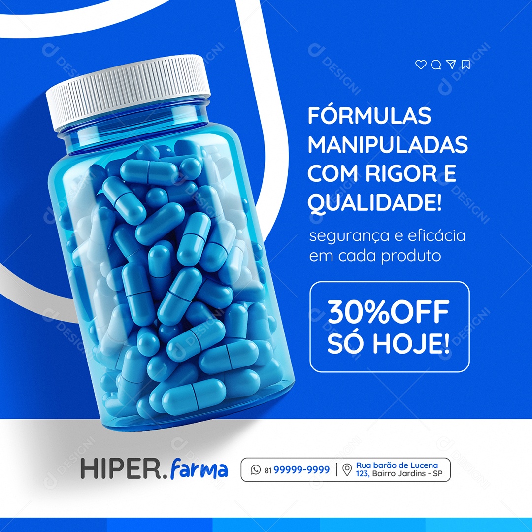 Farmácia Fórmulas Manipuladas com Rigor e Qualidade Social Media PSD Editável