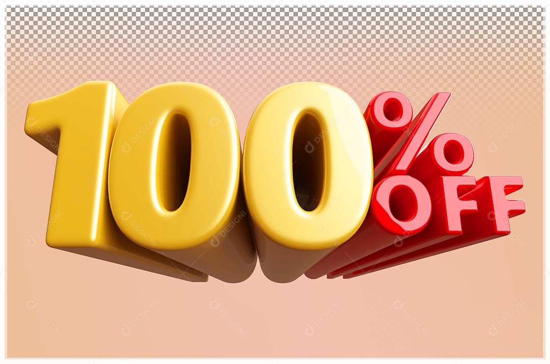 Desconto de 100% Off Elemento 3D Dourado  e Vermelho para Composição PSD