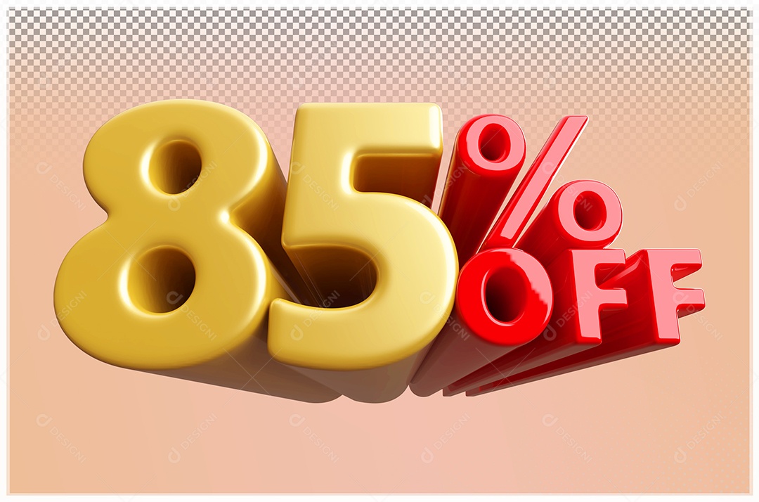 Desconto de 85% Off Elemento 3D Dourado  e Vermelho para Composição PSD