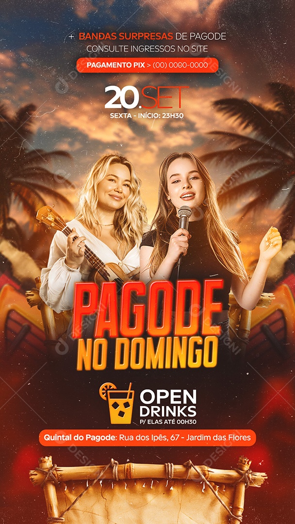 Story Flyer Pagode no Domingo Social Media PSD Editável