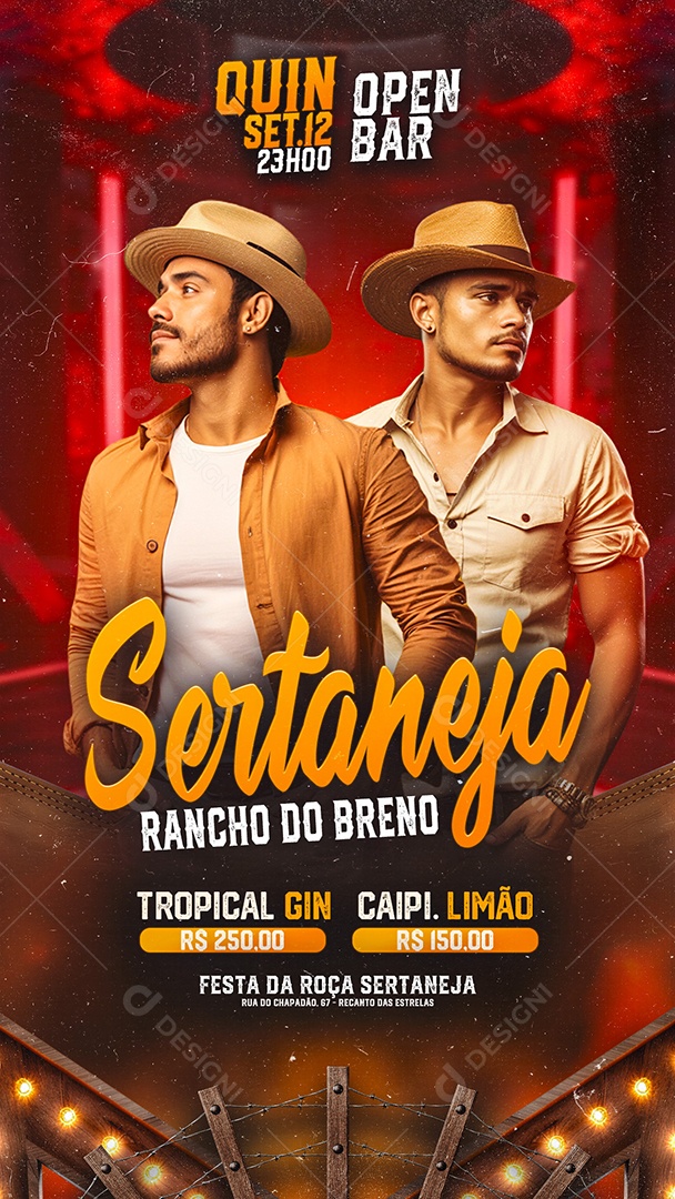 Story Flyer Sertanejo Rancho do Breno Social Media PSD Editável