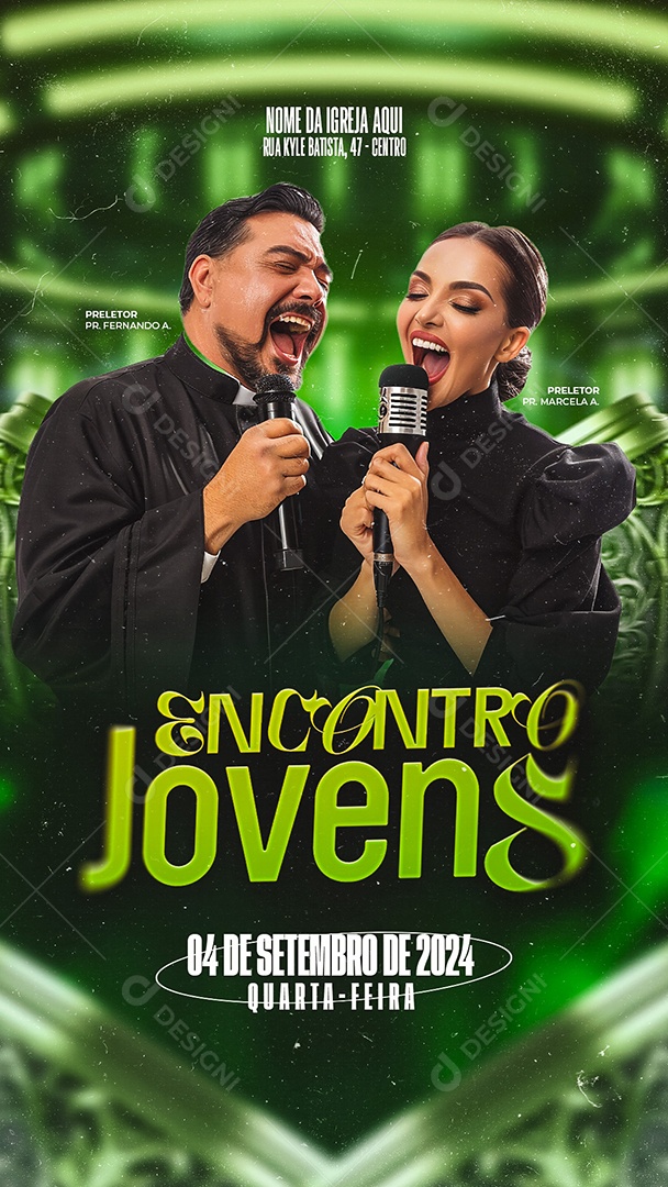 Story Flyer Gospel Encontro Jovens Social Media PSD Editável