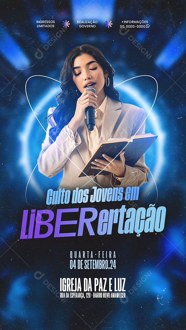 Story Flyer Gospel Culto dos Jovens em Libertação Social Media PSD Editável