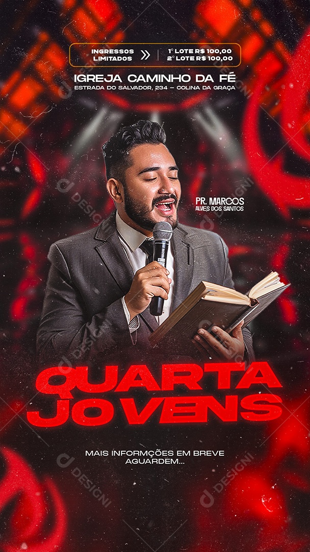 Story Flyer Gospel Quarta Jovens Social Media PSD Editável